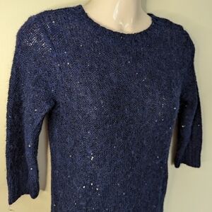 Club MONACO Sequined Knit Dress Navy Blue Xs
